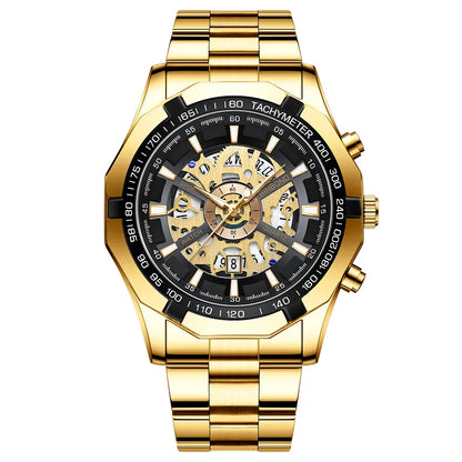 Trendy Openwork Skeleton Watch – 45 mm Quartz, 30 m Water Resistant