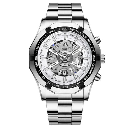 Trendy Openwork Skeleton Watch – 45 mm Quartz, 30 m Water Resistant